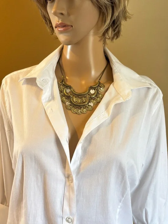 Jenny Bird Vintage-Style Coin Bib Statement Necklace – Antique Brass & Silver - Picture 7 of 14